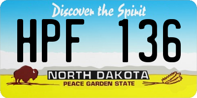 ND license plate HPF136