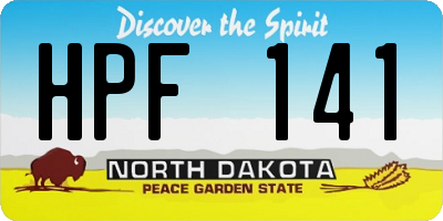 ND license plate HPF141