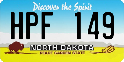 ND license plate HPF149