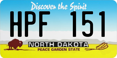 ND license plate HPF151