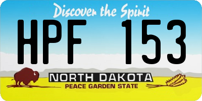 ND license plate HPF153