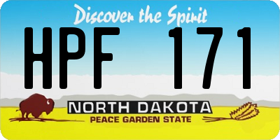 ND license plate HPF171