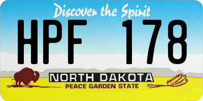 ND license plate HPF178