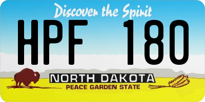 ND license plate HPF180