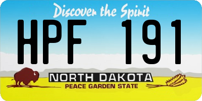 ND license plate HPF191