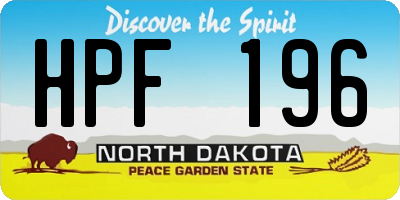 ND license plate HPF196