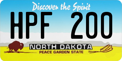 ND license plate HPF200