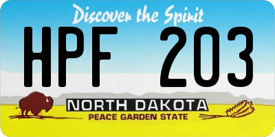 ND license plate HPF203