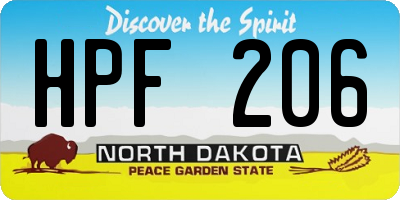 ND license plate HPF206