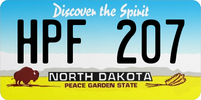 ND license plate HPF207