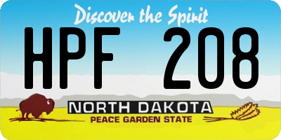 ND license plate HPF208