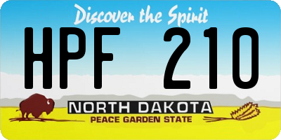 ND license plate HPF210