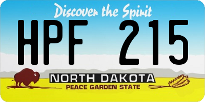 ND license plate HPF215