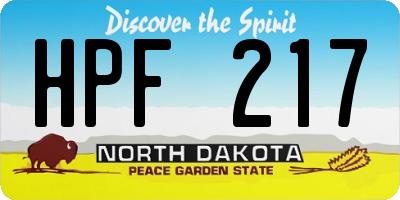 ND license plate HPF217