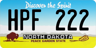 ND license plate HPF222