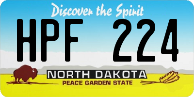 ND license plate HPF224