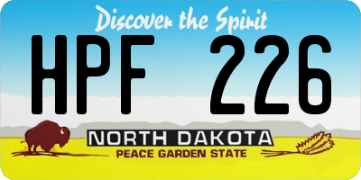 ND license plate HPF226