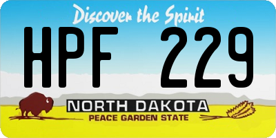 ND license plate HPF229