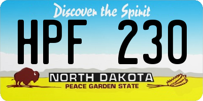 ND license plate HPF230