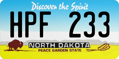 ND license plate HPF233