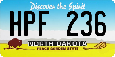 ND license plate HPF236