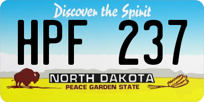ND license plate HPF237