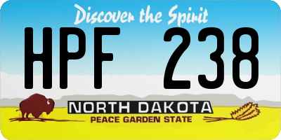 ND license plate HPF238