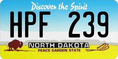 ND license plate HPF239
