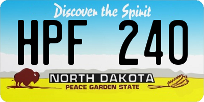 ND license plate HPF240