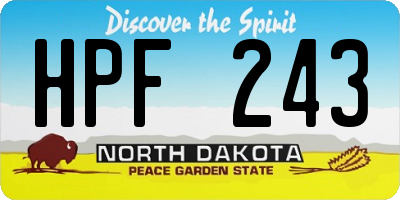 ND license plate HPF243