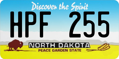 ND license plate HPF255