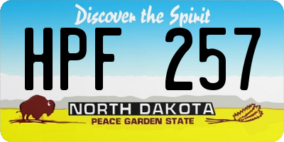 ND license plate HPF257