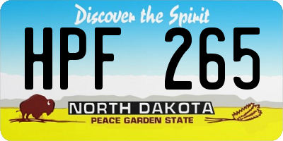 ND license plate HPF265