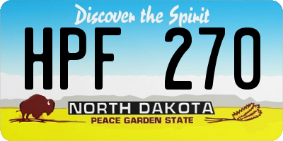 ND license plate HPF270