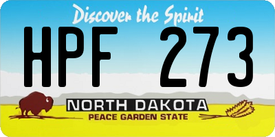 ND license plate HPF273