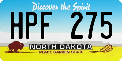 ND license plate HPF275