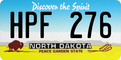 ND license plate HPF276