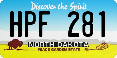 ND license plate HPF281