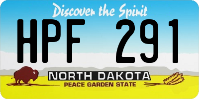ND license plate HPF291