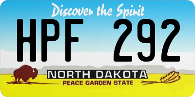 ND license plate HPF292
