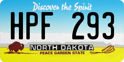 ND license plate HPF293