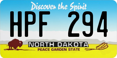 ND license plate HPF294