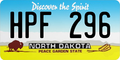 ND license plate HPF296