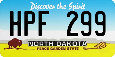 ND license plate HPF299