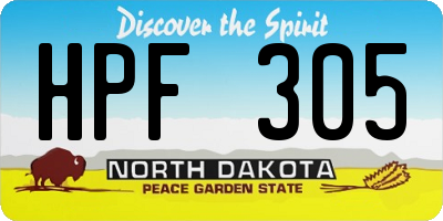 ND license plate HPF305