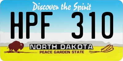 ND license plate HPF310