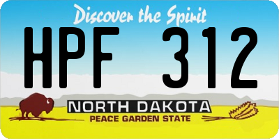 ND license plate HPF312