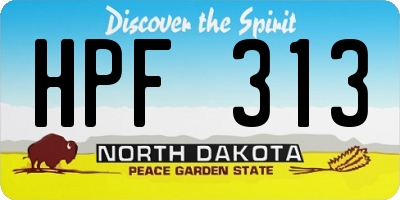ND license plate HPF313
