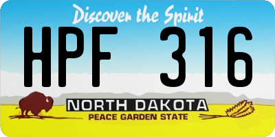 ND license plate HPF316