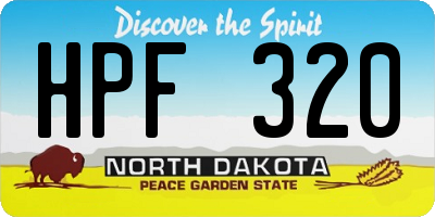 ND license plate HPF320